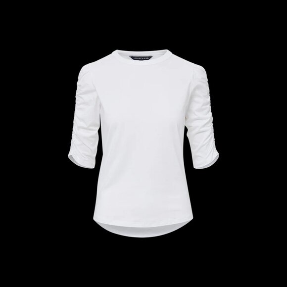 NWOT Veronica Beard  Waldorf Ruched-Sleeve Cotton Tee - Picture 1 of 3